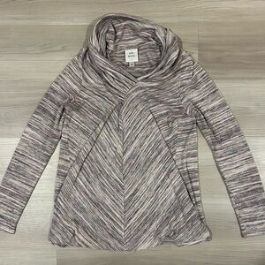 Knox Rose Heathered Cowl Neck Sweater - Cream and Gray